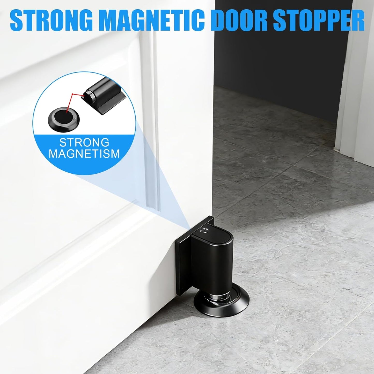 Skiennix Door Wedge Stopper - Heavy-Duty Magnetic Doorstop for No-Drill Installation | Invisible Design