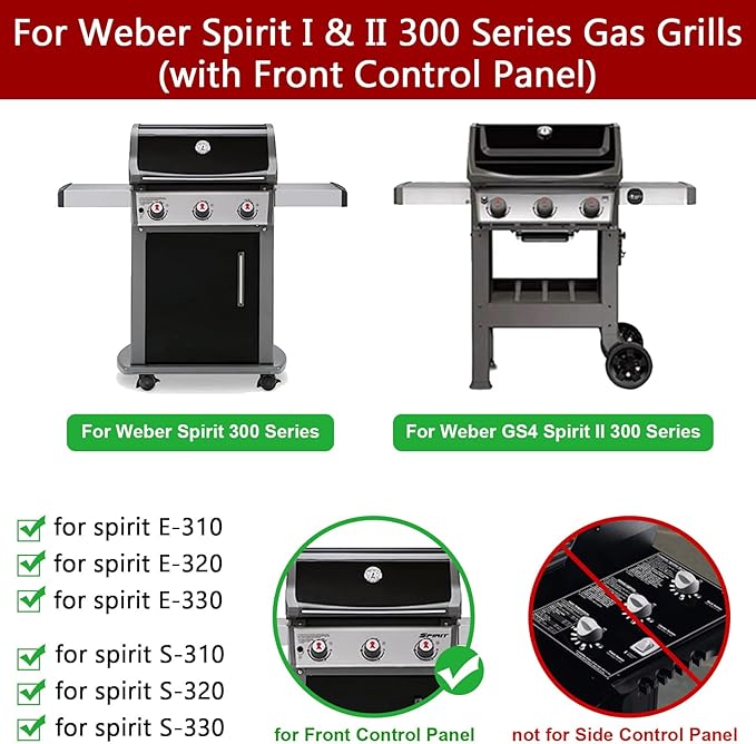 GasSaf 7636 Flavorizer Bars for Weber GS4 Spirit I & II 300 Series, 15.3" Grill Flavorizer Bars for Spirit E310 S310 E315 S315 E320 S320 Gas Grills(Up Front), Replacement PartsWeber 67046 69797 68843