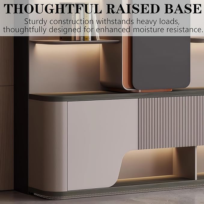 Modern L Shaped Desk, 118.1 inch Large Desk with Storage, Executive Desks for Home Office No Installation Required with Drawers and Lockable, Without Desk or Computer Chair (Filing Cabinet)
