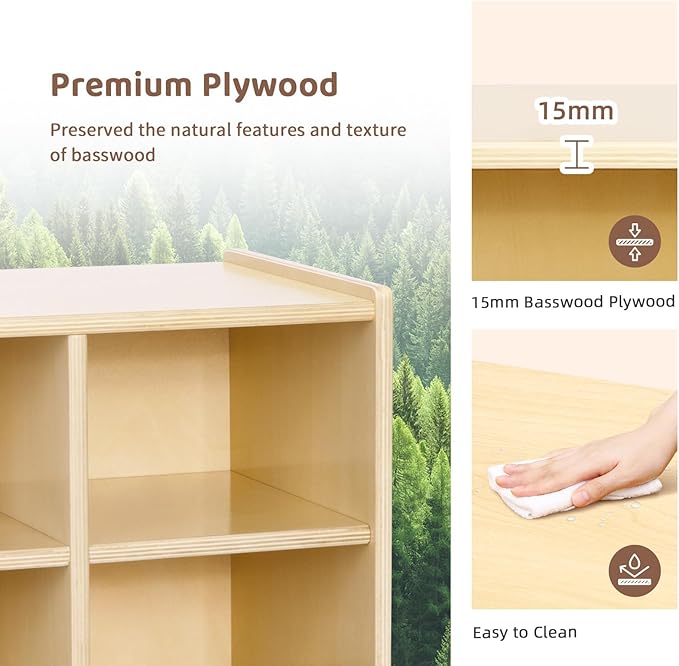 OOOK 10-Compartment Montessori Shelf Cubby Shelves, Cubby Storage Organizer for Classroom, Playroom, Living Room, Office, etc