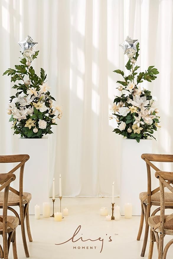 Ling's moment 41" Tall Free Standing Artificial Flowers Arrangements 2 pcs Wedding Arch Altar Stage Decorations Champagne Christmas for Ceremony Reception Rose Floral Party Outdoor Centerpieces Decor