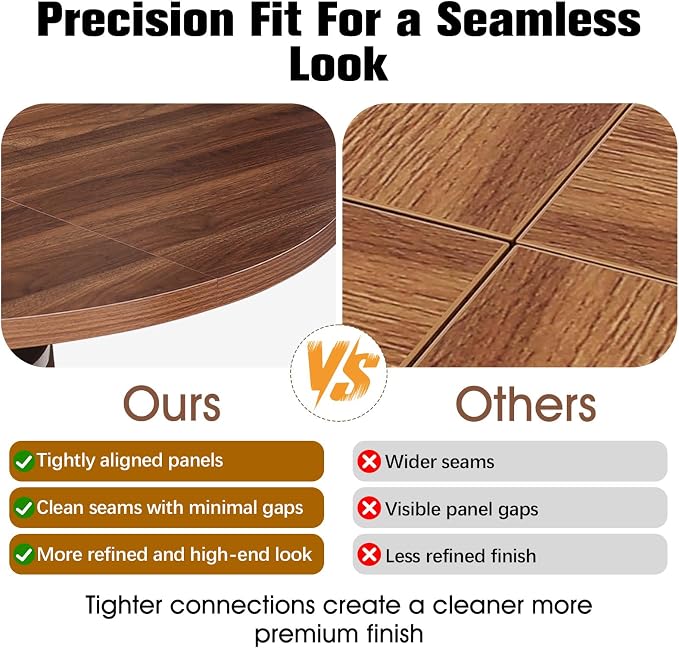 47" Round Dining Table for 4-6 Walnut, Farmhouse Wood Circle Dinner Table, Dark Brown Wooden Circular Dinner Tables Easy Assembly for Dining Room/Kitchen/Living Room/Apartment (Table Only)