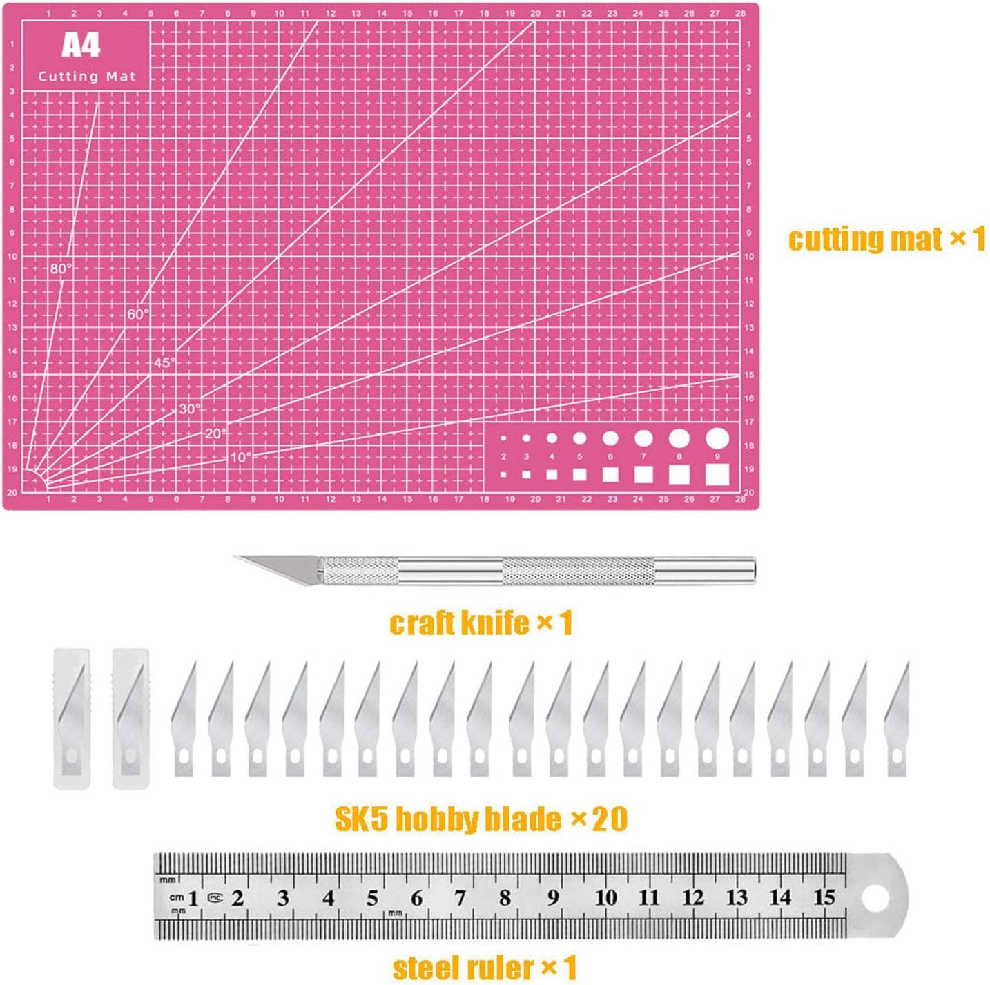 Skiennix Self-Healing Sewing Mat - Precision Craft Knife Kit for DIY Art & Scrapbooking | A4 Size (Pink)