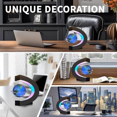 Magnetic Levitating Globe by TechGadget | LED Floating World Globe Lamp for Home & Office Decor