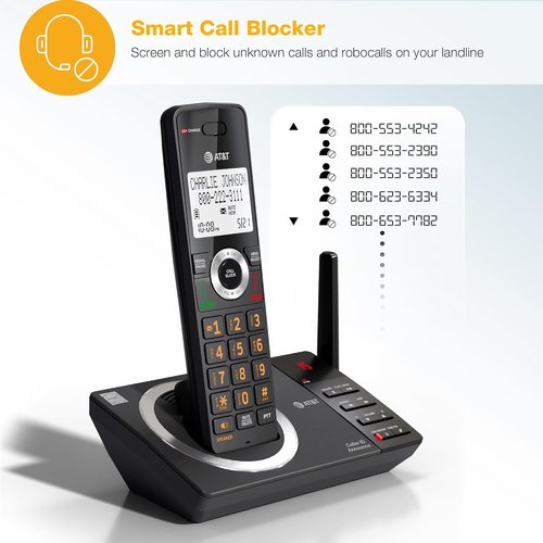AT&T Cordless Home Phone - 4-Handset DECT 6.0 System with Large Display & Smart Call Blocker | Charcoal Black