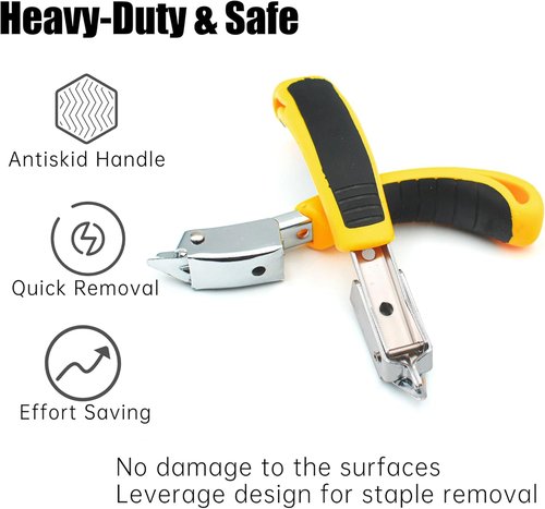 Regine Switzerland Heavy Duty Staple Remover - Double Pronged Upholstery Tool for Furniture & Carpet (Black Handle)