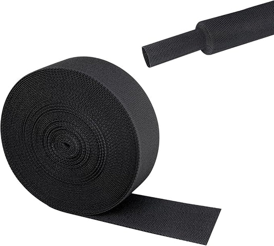 2 in 1 Heat Shrink Braided Sleeving Fabric Tubing-Ideal fit Irregular Shape Hose/Cable/Wire (1-1/8"(29mm), 22FT)