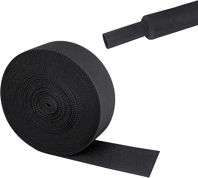 2 in 1 Heat Shrink Braided Sleeving Fabric Tubing-Ideal fit Irregular Shape Hose/Cable/Wire (1-1/8"(29mm), 14FT)