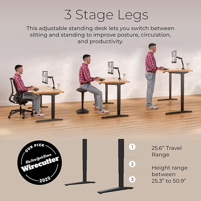 UPLIFTDESK V2 2-Leg Ash Gray Laminate Wood Standing Desk – Adjustable Height, Advanced 1-Touch Memory Keypad, Under Desk Cable Management, Wire Grommets & Rocker Board (Black C-Frame, 48 x 30 inch)