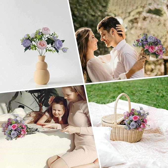 8 Bundles Peonies Artificial Flowers Silk Peonies Faux Flowers Fake Peonies Artificial Flowers Peonies Bouquet for Table Centerpieces Decoration Wedding Decor Home Party Decor (Multicolor)