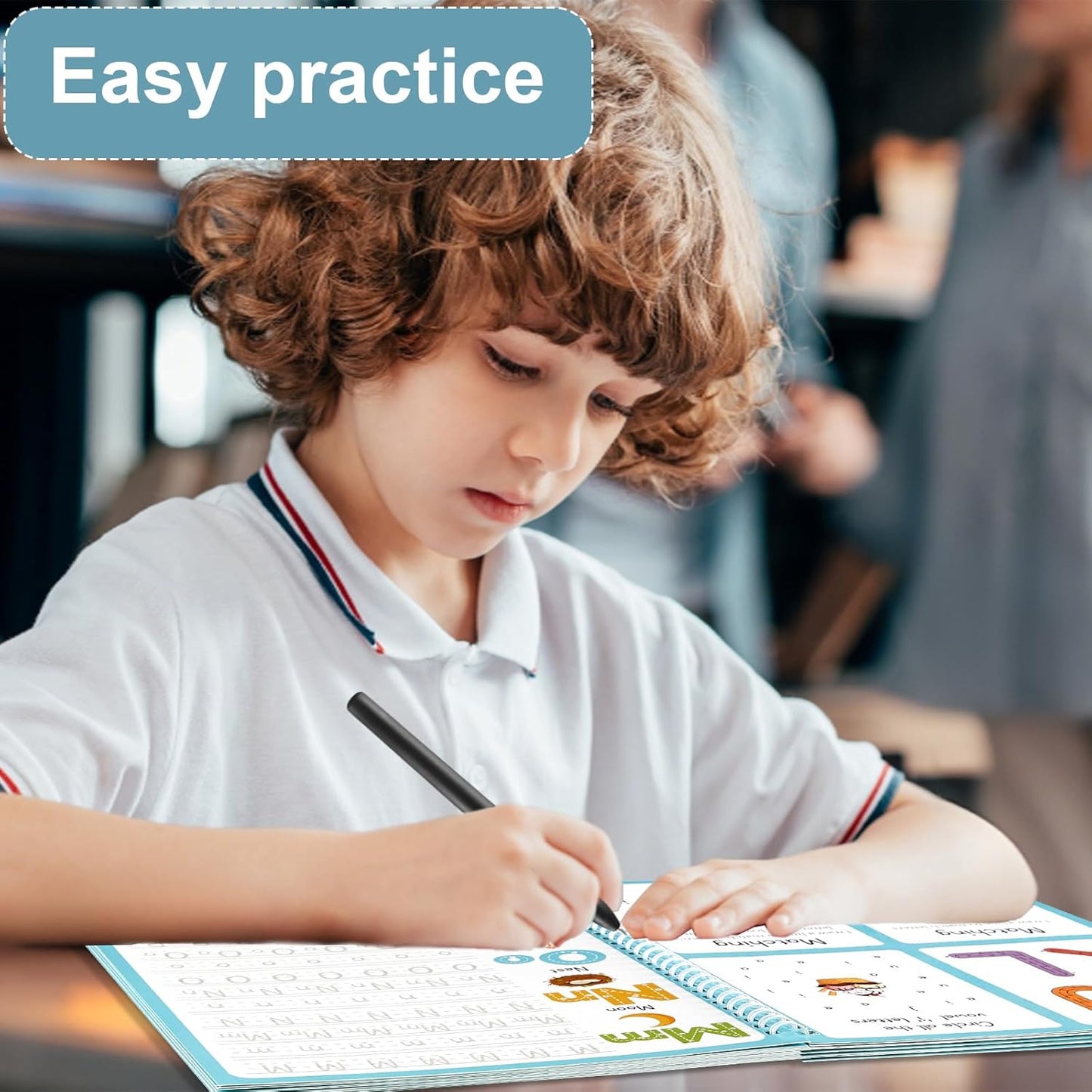 Skiennix Magic Grooved Writing Practice Copybook - 6 Pieces with Disappearing Ink Pens | Reusable Handwriting Workbook for Kids