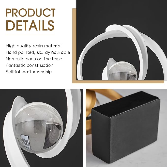 Modern White Statue Decor for Living Room, Abstract Art Sculptures Home Décor Accents for Coffee Table TV Stand Bookshelf, Resin Decorations for Dining Room Office Bedroom