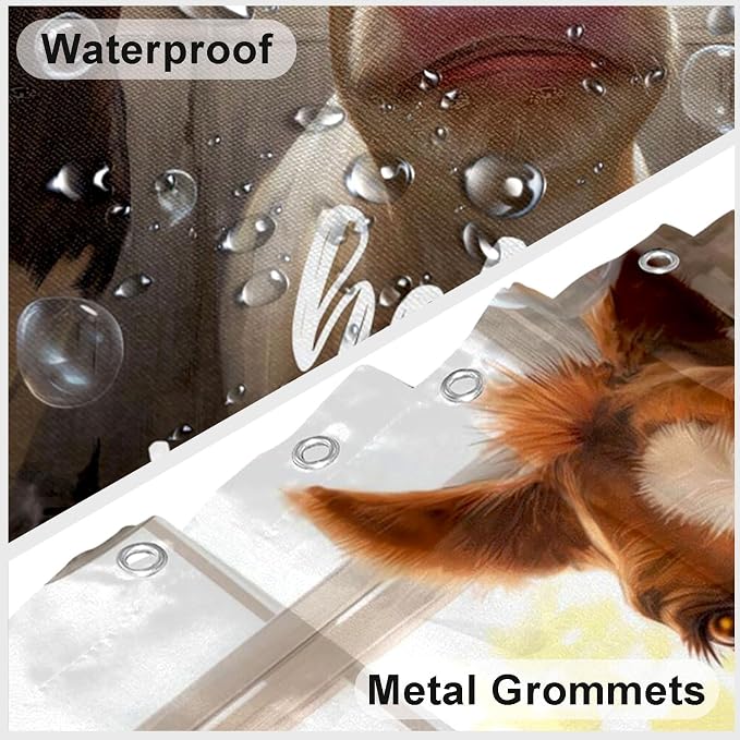 Cute Animals Shower Curtain Funny Farm Cow Horse Shower Curtains for Bathroom Waterproof Fabric Bath Curtain Decor with Hooks