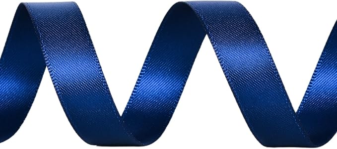 YAMA Navy Blue Double Faced Satin Ribbon, 1/2 Inch 25 Yards, Navy Ribbon for Gift Wrapping Crafts Hair Bows Wedding Party Decoration