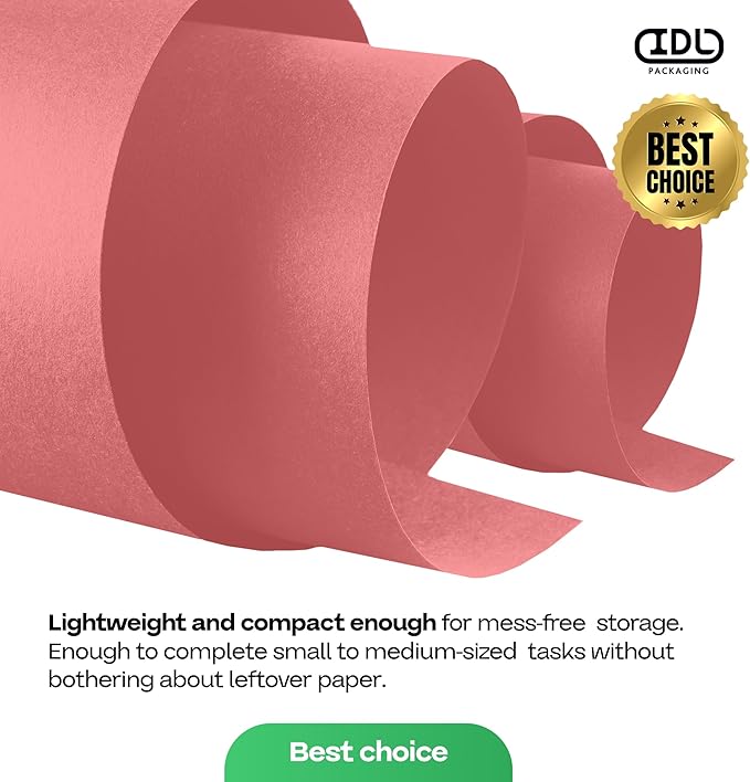 12" x 1200" (100 ft) Pink Kraft Paper Roll, Pack of 2 - USA-Made Quality Craft Paper for Gift Wrapping, Kids' Arts & Crafts, School Projects - 100% Recycled, 50 lb Natural Material by IDL Packaging