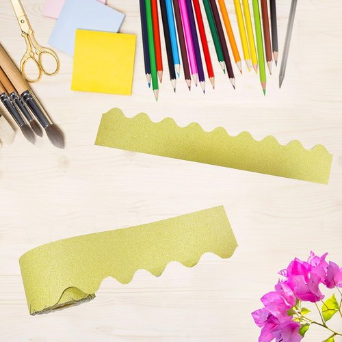 Shine Scalloped Bulletin Board Border - Decorative Gold Trim for Classroom | 70 Feet