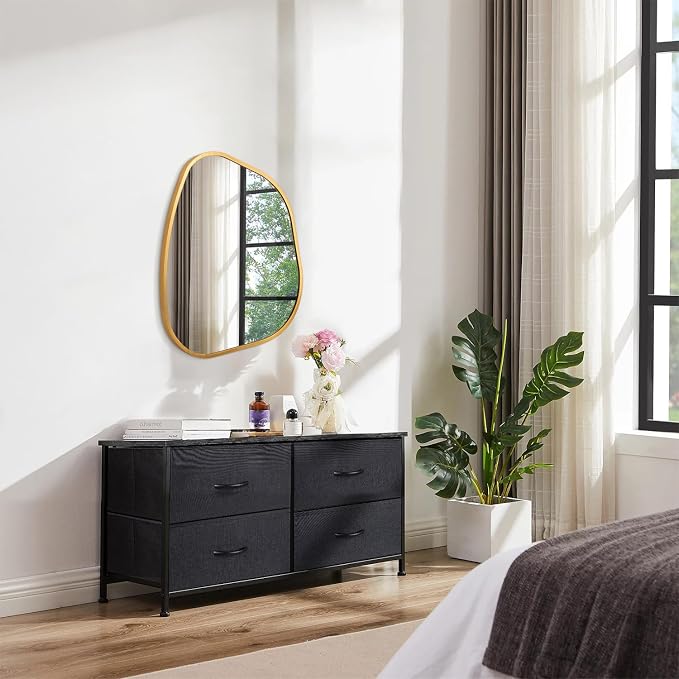 Irregular Mirror for Wall, Gold Wall Mirrors Decorative 20"x16" Asymmetrical Mirrors Aluminum Alloy Frame for Bathroom, Bedroom, Living Room, Cloakroom, Entryway