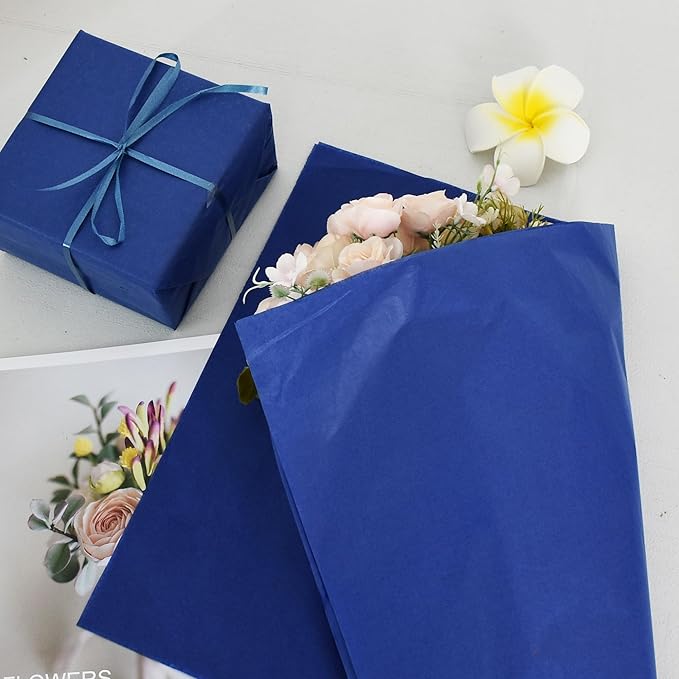 BEISHIDA 100 Sheets Royal Blue Tissue Paper Bulk, Wrapping Tissue Paper for Gift Bags, 14 x 20 Inch Gift Wrap for Birthday Wedding Graduation DIY Crafts Holiday Flowers
