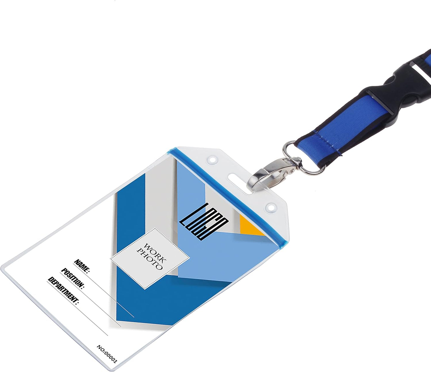 Wisdompro Vertical Extra Thick Clear ID Badge Holders - 10 Pack with Resealable Zip | Blue Zip (4-1/8" x 2-7/8")