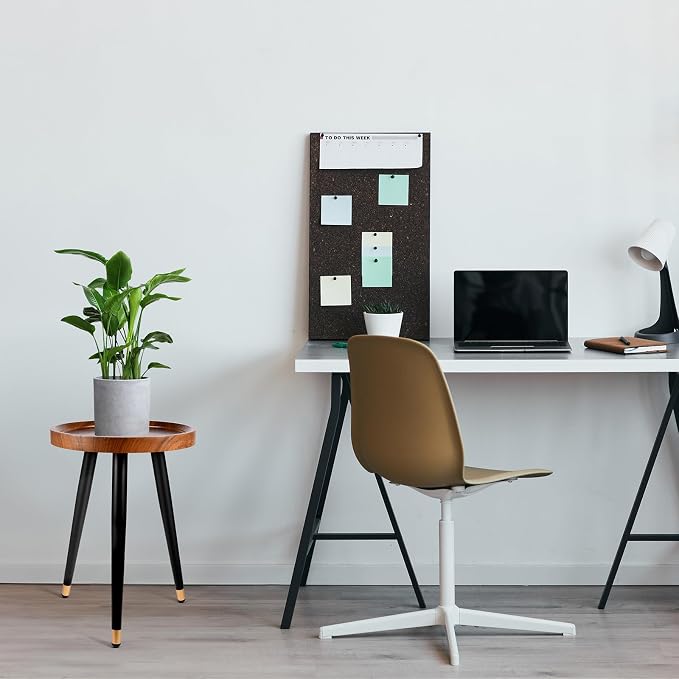 KGPLOME Indoor Plant Stand with Raised Design, End Table with Metal Tall | 11.8"x17" Walnut Round Wood Mid Century Plant Table Heavy Duty Small Side Flower Pot Stand