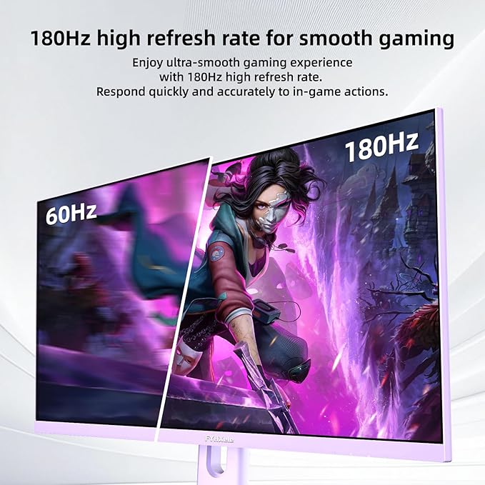 27 inch Gaming Monitor, 180Hz Computer Monitor QHD 1440P Fast IPS Panel Pc Monitor, sRGB100%,1ms, DisplayPort/HDMI/Eye Care/Wall Mount Compatible-Purple