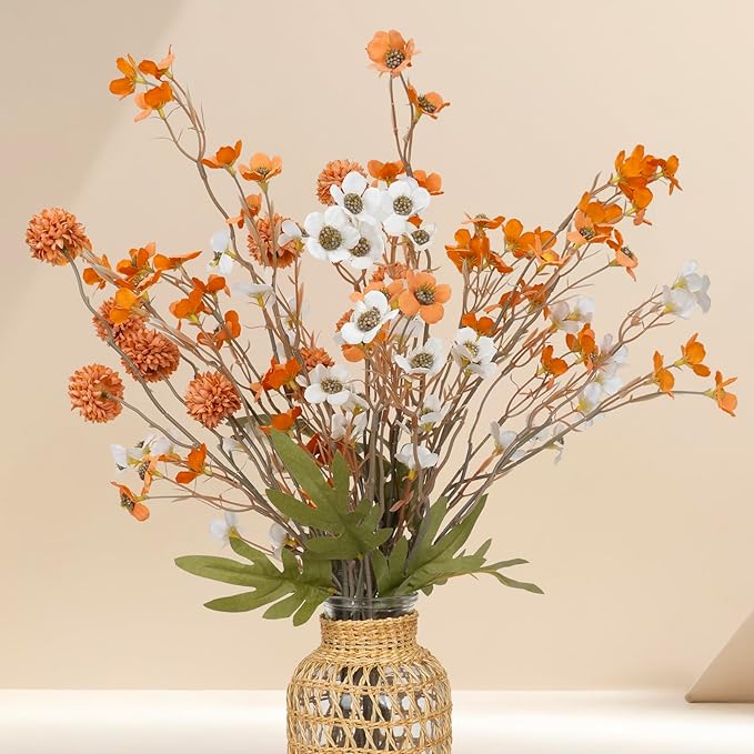 10-Pack Artificial Flowers UV Resistant & Waterproof, Lifelike Faux Flowers Bouquet for Home Decor, Bendable Stems for Indoor Outside Patio Garden, No Maintenance Fade-Proof Centerpiece