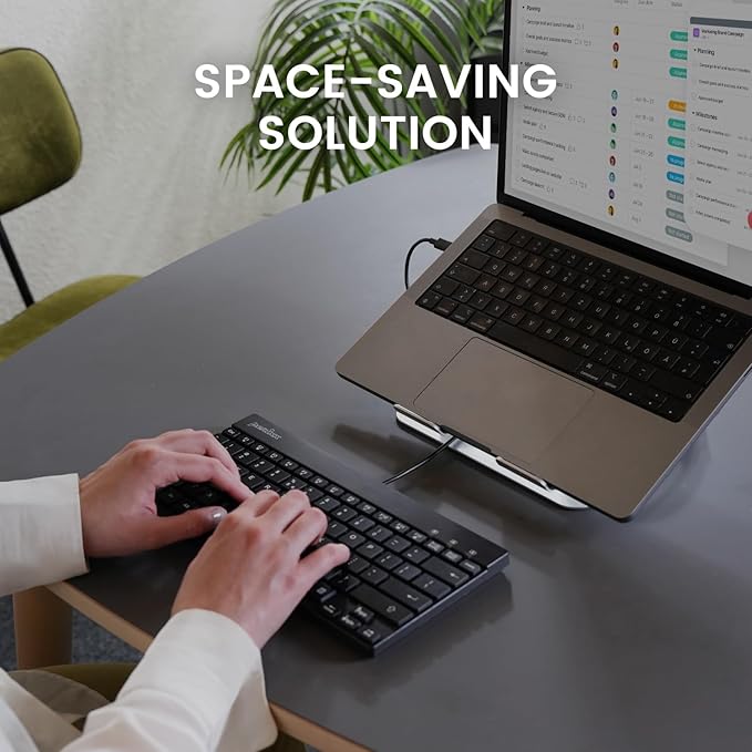 Perixx PERIBOARD-426C Wired Mini Low Profile Keyboard - 10.87x5.43x0.55 inches Dimension - 4.9ft USB C Cable - US English