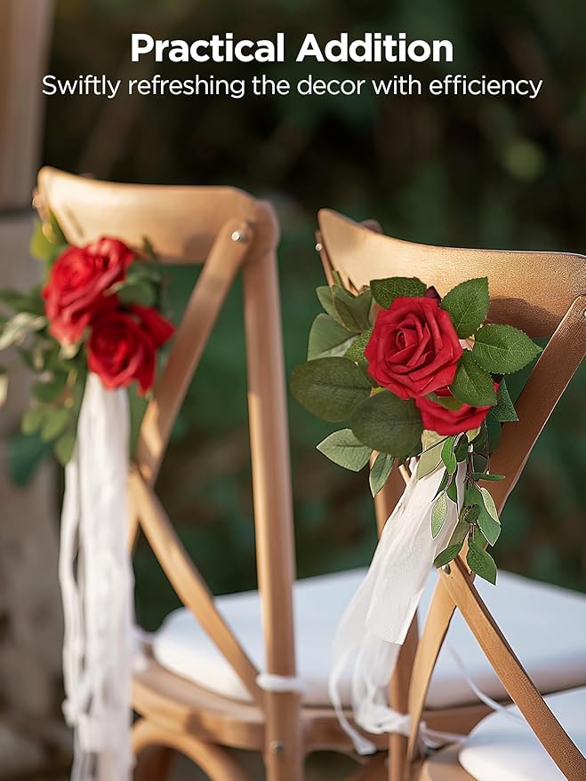 InnoGear Artificial Flowers, 100 Pcs Dark Red Foam Fake Roses Bulk with Stems for Decoration DIY Wedding Bouquets Centerpieces Bridal Shower Party Christmas Tree