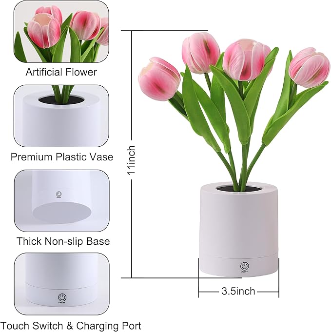 WSYEAR Tulip Lamp Gifts for Mom from Daughter, Christmas Birthday Gifts for Women, Artificial Flower Lamp Night Light for Bedroom Decor Gift for Girlfriend Wife Sister