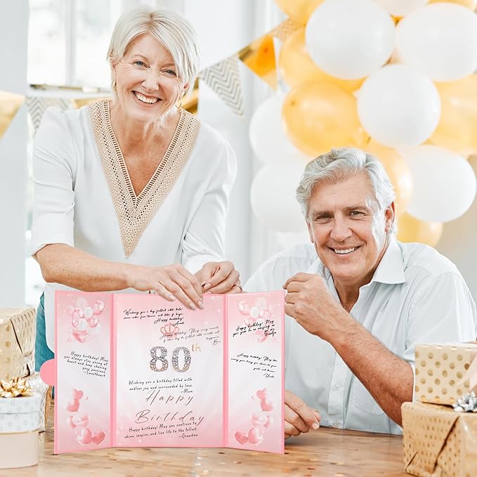 Pink Gold Birthday Party Decorations,18" x 12" Creative Birthday Decorations Guest Sign in Book Alternative, for Men and Women of All Ages, Happy Birthday Party Supplies