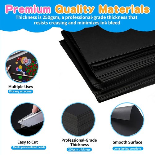 Black Poster Board by [Brand Name] - Heavyweight 24x36 Inches | 30 Pack Bulk for School & Craft Projects