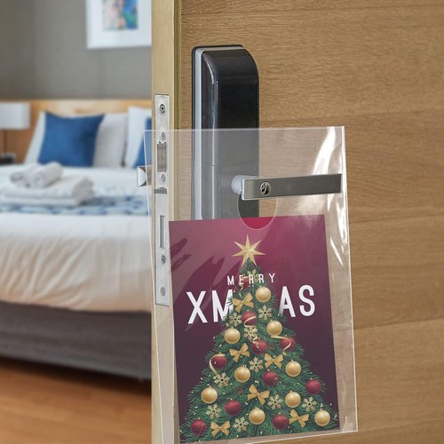Henoyso Clear Door Hanger Bags - 1000 Pcs Waterproof Plastic for Flyers & Notices | 6 x 9 Inch