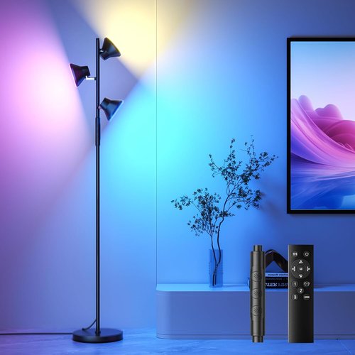 SIBRILLE RGB Floor Lamp - 36W Color Changing LED with Remote & Touch Control | Modern Dimmable Design for Living Room & Bedroom
