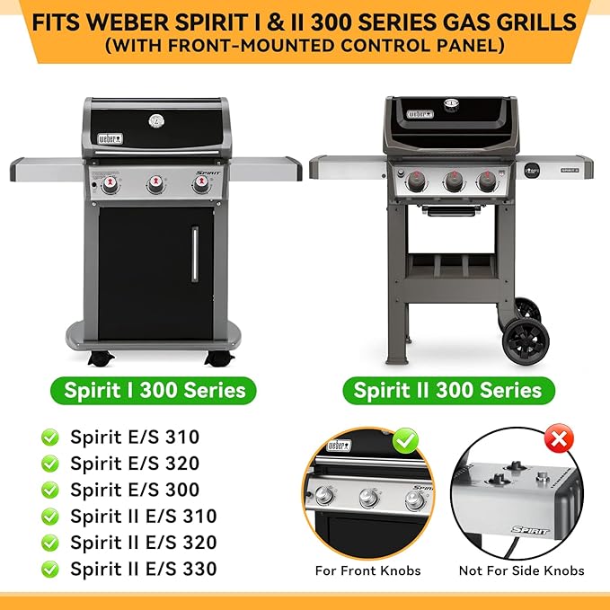 15.3 inch Flavorizer Bars for Weber Spirit I & II E310 E320 E330 S310 S320 S330 Gas Grills with Front Control Knobs, Replacement for Weber Spirit Grill Parts 7636, Porcelain Enameled Steel, 5 PCS