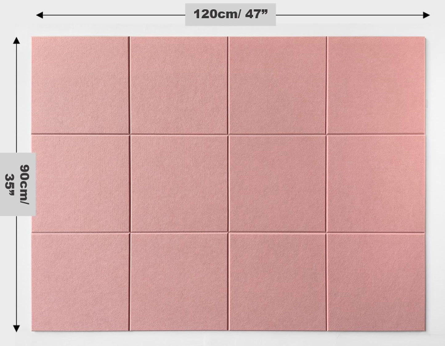Skiennix Felt Wall Tiles - Aesthetic Bulletin Board Alternative | Large 12-Pack Pink Cork Board for Office & Home