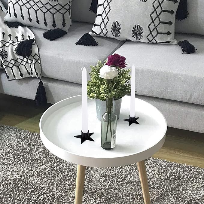 6PCS Pentagram Black Taper Candle Holders, Matte Iron Candlestick Holders Centerpieces for Home Decoration, Wedding Anniversary, Party, Housewarming Gifts.