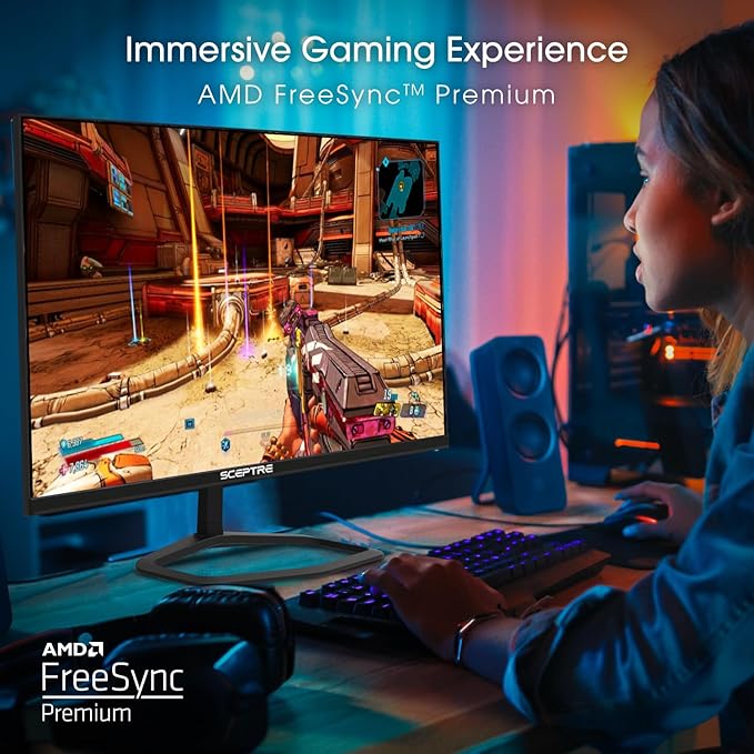 New! Sceptre 24.5-inch Gaming Monitor 240Hz 1ms DisplayPort x2 HDMI x2 100% sRGB AMD FreeSync Premium Build-in Speakers, Machine Black 2026 (E255B-FWD240 Series)