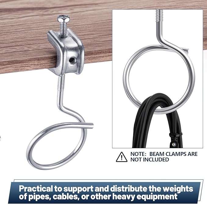 Yaocom 100 Pcs 1/4"-20 Machine Threaded Bridle Rings 2" Diameter Heavy Duty Bridle Wiring Rings Cable Hangers for Low Voltage Cable Pipe Management