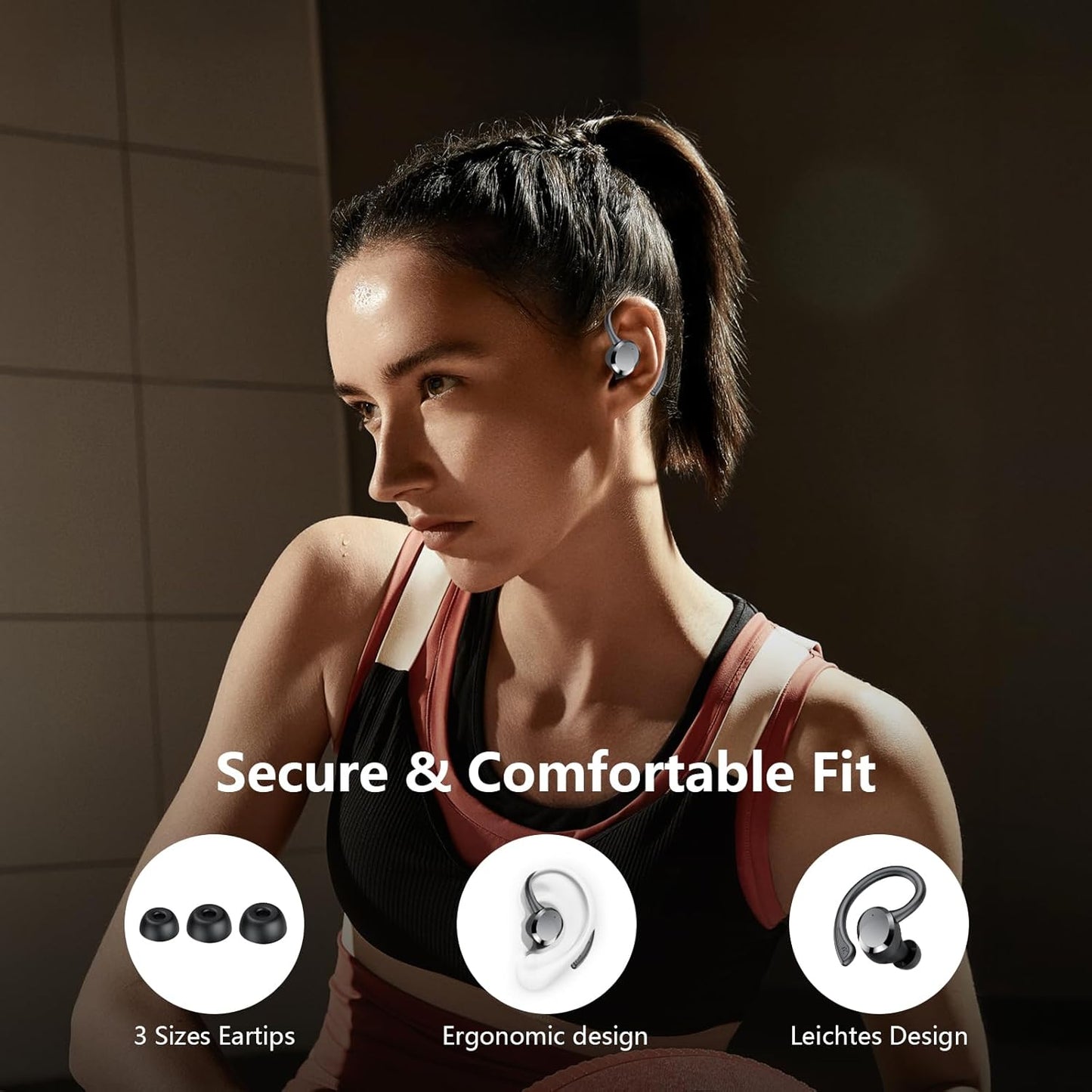 Sprtoybat Bluetooth 5.4 Sports Wireless Earbuds - 68Hrs Playtime, IPX7 Waterproof, Noise Cancelling Mic