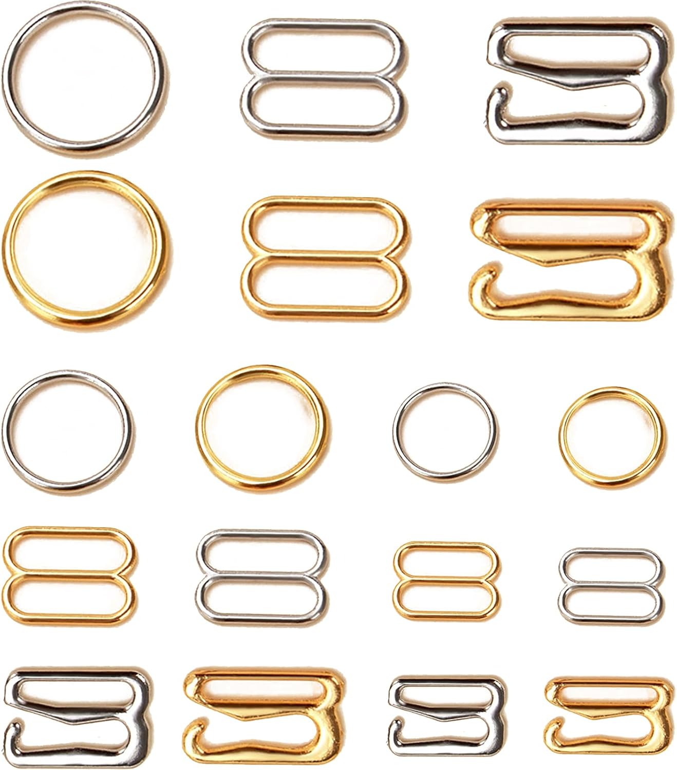Skiennix Bra Hooks & Clips - Adjustable Metal Swimsuit Replacement Sliders | 3 Styles, 3 Sizes (8mm, 10mm, 12mm)
