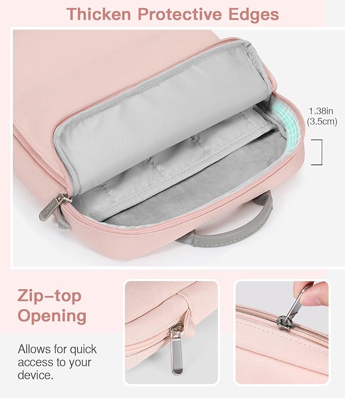 MoKo 12.9 Inch Tablet Sleeve Bag, Fits with 13 Inch New iPad Pro M4 & Air M2 2024,iPad Pro 12.9 M2&M1,Surface Laptop Go 12.4,Galaxy Tab S8+/S9+ 12.4,Handle Carrying Case with Shoulder Strap, Pink