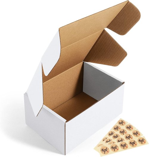Eupako Small Shipping Boxes - 6x4x3 White Corrugated Cardboard | 25 Pack for Small Business Packaging