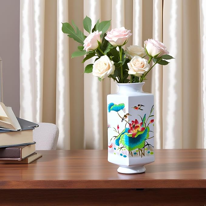 MTME Porcelain Figurines, Jingdezhen Decorative Flower vase, Home Decor, Wedding Gifts, Aesthetic Sculpture Home décor (Lotus)