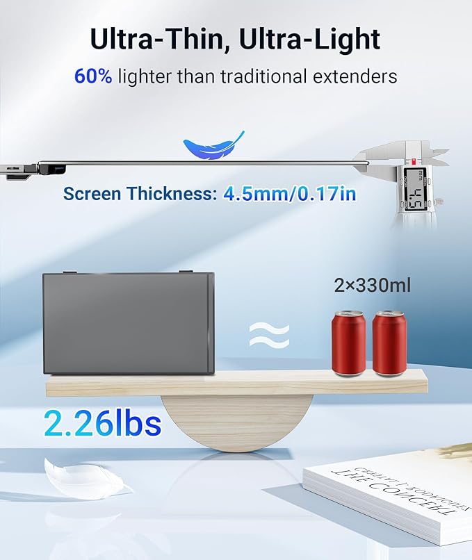 Laptop Screen Extender, Ultra Thin 14" 1080P FHD Triple Portable Monitor for Laptops 13-17.3", 2.2lbs Lightweight Travel Dual Monitor Extender, Plug-Play Aluminum Extended for Mac/Windows/PS5/Chrome