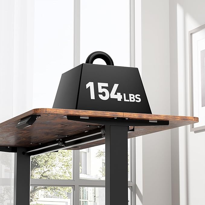 Electric Standing Desk 55 x 24 Inches, Height Adjustable Sit Stand Home Office Computer Desk with Memory Presets,Brown