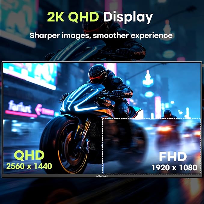 Amzfast 27 Inch Gaming Monitor 200Hz WQHD 2k 2560 x 1440p Monitor, Built-in Speakers, 1ms G-SYNC Compatible, HDR400,132% sRGB, VESA 100x100 Fast IPS Monitor with HDMI 2.0 x 2 & DP 1.4 x 2, AMZG27F5Q