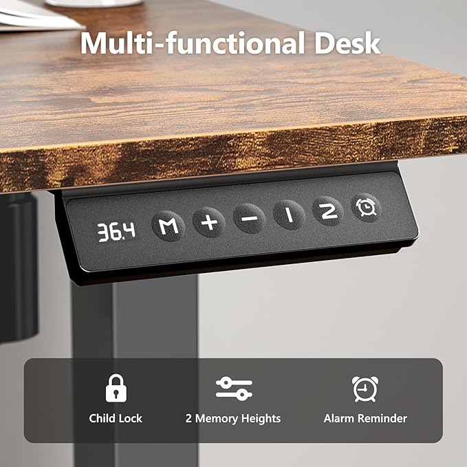 Electric Standing Desk 48 x 24 Inches, Height Adjustable Sit Stand Home Office Computer Desk with Memory Presets,Brown
