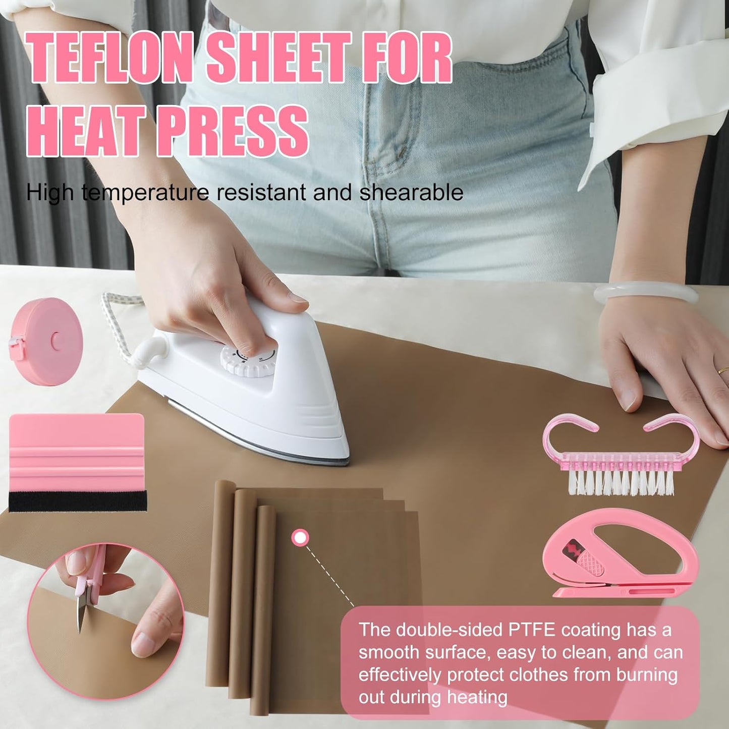 XEUZK Sublimation Shirt Kit - Complete 8T Ruler Set, Teflon Sheets, Gloves & Tape | 12x16in