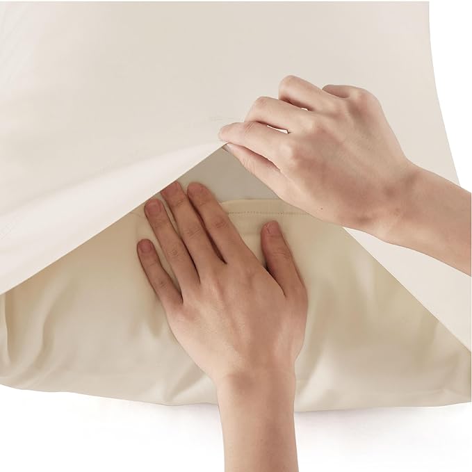 Bedsure California King Sheet Sets, Cooling Sheets, Rayon Derived from Bamboo, Breathable & Soft, Deep Pocket Up to 16 Inches, Hotel Luxury Silky Bedding for Hot Sleepers, Light Beige