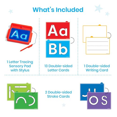 Hand2Mind Letter Tracing Pad - Reusable Sensory Writing Board for Kids 3-5 | Montessori Alphabet Toy